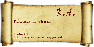 Káposzta Anna névjegykártya