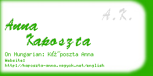 anna kaposzta business card